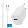 chargeur usb c et usb avec câble usb 2m