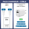 chargeur rapide souble usb c et usb avec câble 2m inclus