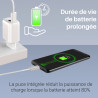Chargeur Rapide 30W double USB C +USB avec Câble USB-C nylon 2m Blanc