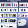 Lot 2 Chargeurs 30W double USB C et USB, Rapide et sécurisé, Blanc