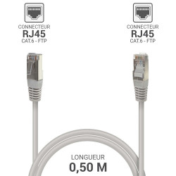 Câble réseau RJ45 Cat. 6 blindé FTP gris 0.50m