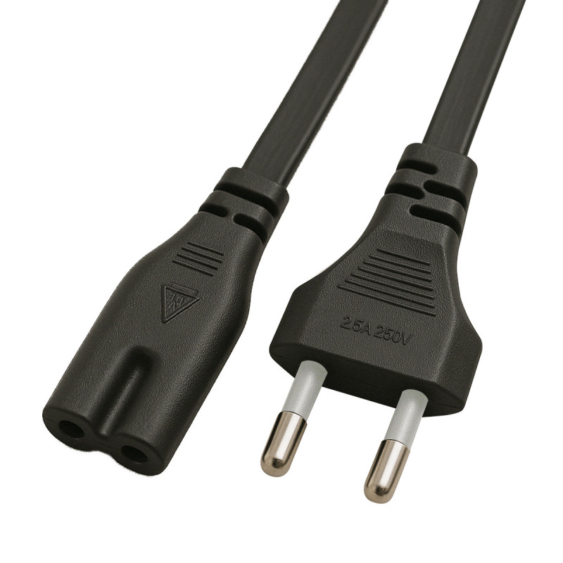 Lot De 2 Câbles D'alimentation PC - 1 Droit + 1 Coudé, Longueur 1.80m Chacun, Occasion Fonctionnels