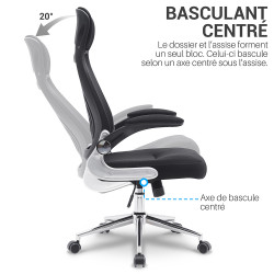 Fauteuil de Bureau Confort Tissu Noir - Dossier Haut et...