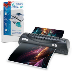 Plastifieuse A4 avec 20 pochettes A4 standards, incluses