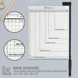 Massicot guillotine A4 métal, longueur de coupe 30cm et guide mobile