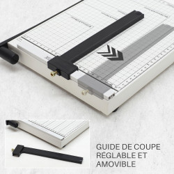 Massicot guillotine A4 métal, longueur de coupe 30cm et guide mobile