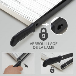 Massicot guillotine A4 métal, longueur de coupe 30cm et guide mobile