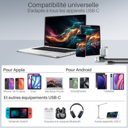 Câble USB-C 3.1 USB-A Nylon tressé, 20W 1A, mâle mâle, 2,00m Noir