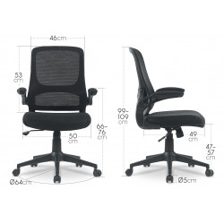 fauteuil de bureau avec Système de réglage en hauteur de l’assise ergonomique, Piètement 5 branches et roulettes