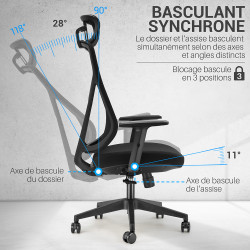 Fauteuil de bureau synchrone basculant