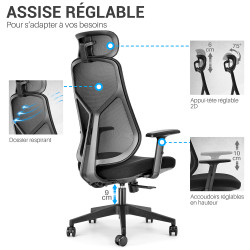 chaise de bureau appui tête réglable accoudoirs réglables