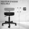 Tabouret de Travail à Roulettes, Pivotant, Hauteur réglable 44-58 cm