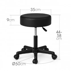 Tabouret de Travail à Roulettes, Pivotant, Hauteur réglable 44-58 cm