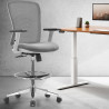 Chaise haute bureau gris, accoudoirs, roulettes ou pieds fixes