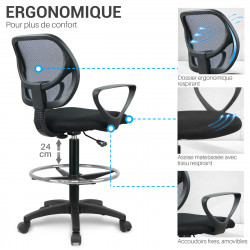 Chaise Haute de bureau ergonomique et confortable - Assise matelassée