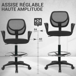 Chaise Haute de bureau ergonomique et confortable - Assise matelassée