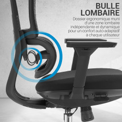 fauteuil de bureau ergonomique avec accoudoirs, dossier et appui-tête réglables