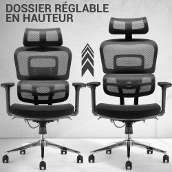 Fauteuil Bureau Ergonomique maille, soutien lombaire, appui-tête