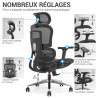 Fauteuil de Bureau Ergonomique - Mesh Respirant & Réglages Multiples