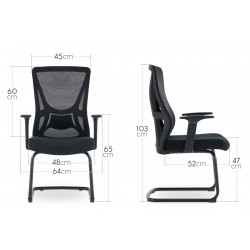 Fauteuil visiteur confort ergonomique - Dossier mesh, piètement métal