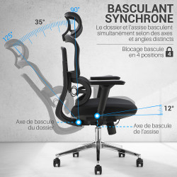 fauteuil de bureau dossier respirant basculant synchrone blocable 4 positions