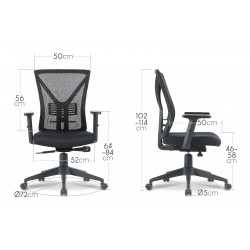 Chaise de bureau dossier ergonomique avec accoudoirs