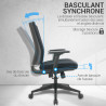 Fauteuil de bureau matelassé basculant synchrone avec hauteur d'assise réglable