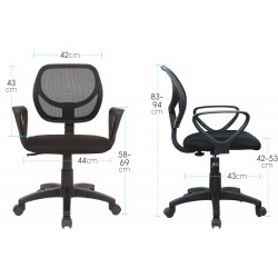 Siège de Bureau Dossier Bas ergonomique avec Accoudoirs amovibles