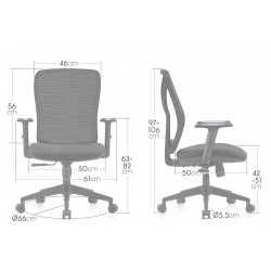 Chaise Bureau, avec Accoudoirs réglables, Bascuilant Synchrone - Noir