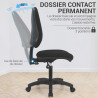 Chaise de Bureau Dossier et Assise Matelassés, Revêtement Tissu, Noir
