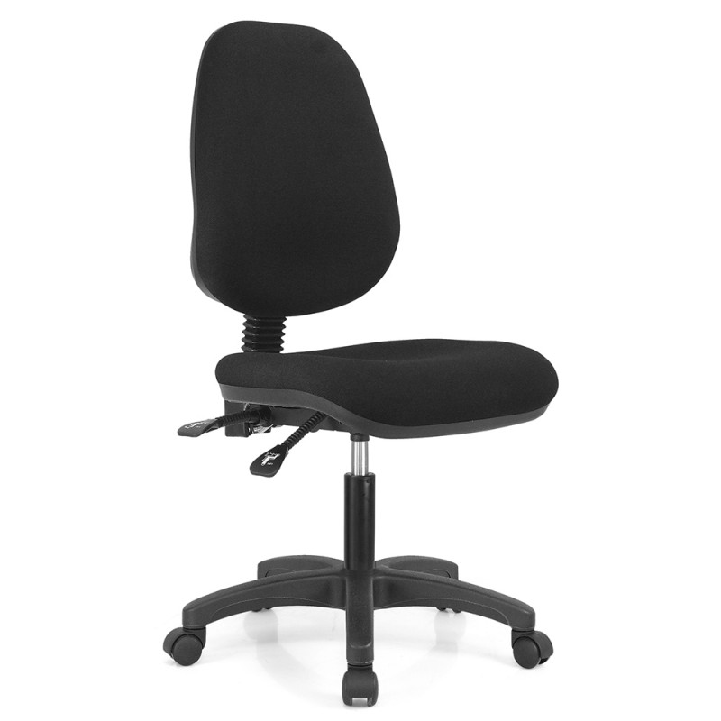 Chaise de Bureau Dossier et Assise Matelassés, Revêtement Tissu, Noir