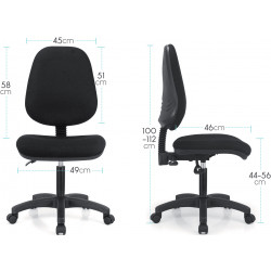 Chaise de Bureau Dossier et Assise Matelassés, Revêtement Tissu, Noir