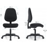 Chaise de Bureau Dossier et Assise Matelassés, Revêtement Tissu, Noir