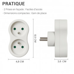 Lot de 3 multiprises monobloc 2 prises