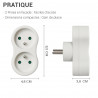 Lot de 3 multiprises monobloc 2 prises