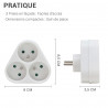 Lot de 3 multiprises 3 prises monoblocs triplites triangle blanc