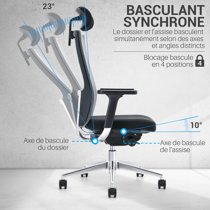 MAGICLULU Appuie-tête Réglable Pour Chaise De Bureau – Coussin Ergonomique Pour Cou Et Tête, Confort Optimal, Facile à Installer, Gris Argenté