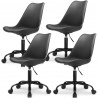 Lot de 4 chaises de bureau scandinaves noir hauteur réglable et avec roulettes