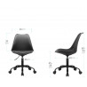 Chaise Bureau Scandinave à roulettes, hauteur réglable, Lot de 4 Noir