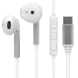 Écouteurs filaires USB-C blancs intra-auriculaires micro...