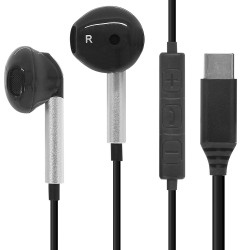 Écouteurs filaires USB-C noirs intra-auriculaires micro...