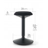 Tabouret Dynamique à Bascule- Assise ronde - Hauteur réglable - Noir 