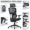 Fauteuil de bureau ergonomique réglable 3D avec assise en mesh