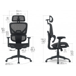 Fauteuil de bureau ergonomique réglable 3D avec assise en mesh