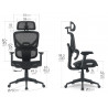 Fauteuil de bureau ergonomique réglable 3D avec assise en mesh