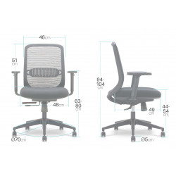 Fauteuil de Bureau Ergonomique avec translation assise Synchrone Noir