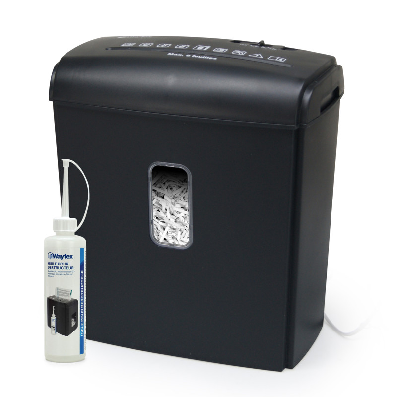 destructeur de document avec flacon d'huile lubrifiante fourni