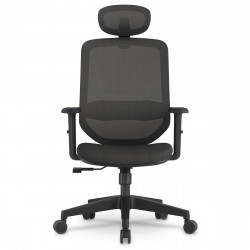 Fauteuil bureau ergonomique noir pro - maille respirante, appui-tête