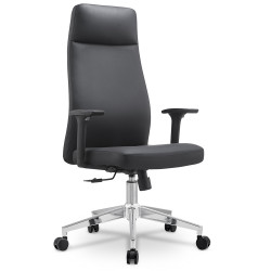Fauteuil bureau simili cuir noir dossier haut accoudoirs 3D