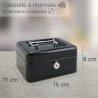 Caissette à monnaie transportable aux dimensions compactes longueur 15 cm